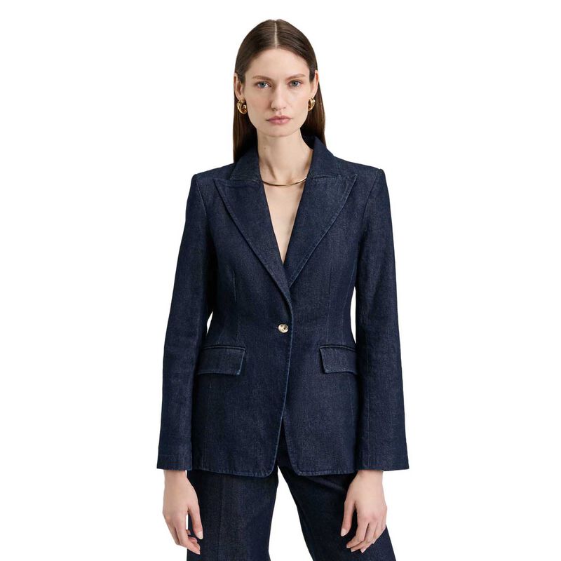 Veronika Maine Dark Indigo Denim Blazer image number 0